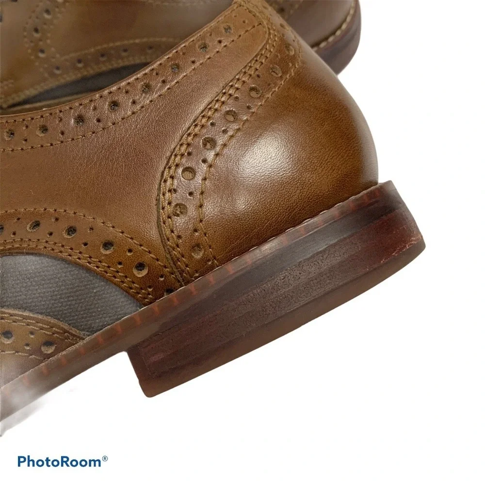 Rockport Wingtip‎ Trutech Leather Canvas Insert H80044 Men's size 10.5 M Brown